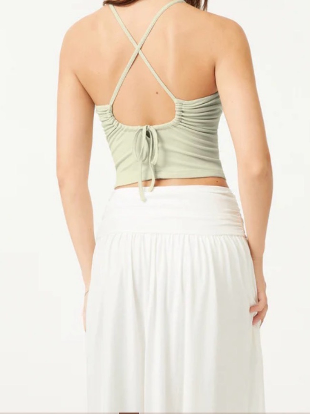 OGL Women's Size S Beige Halter Neck Ruched Back Tank Top
